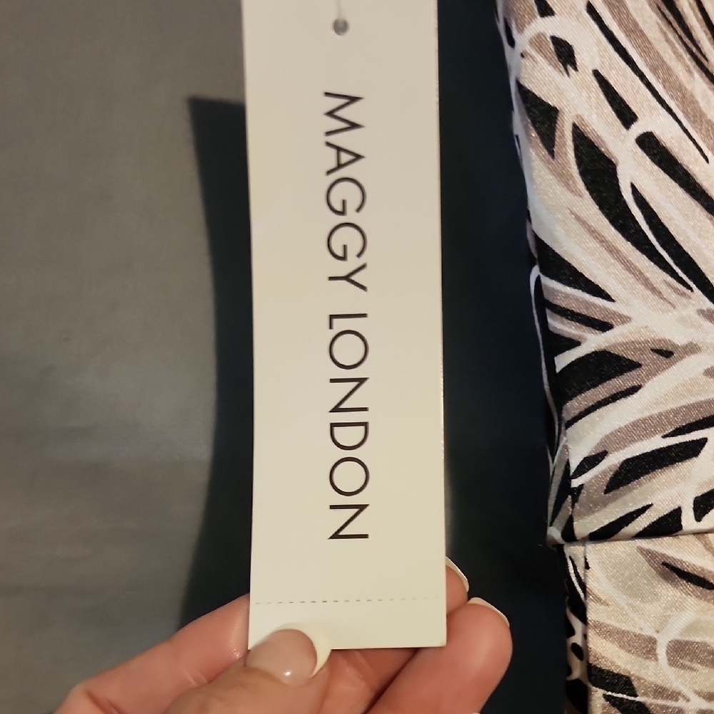 Maggy London NWT Asymmetrical Black and White Dress - Picture 2 of 9